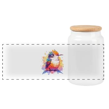 Süßer Bunter Vogel Natur Detailreich Shirt - Panorama Keksdose mit Holzdeckel - Weiß - Vorne