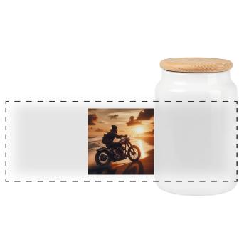 Moto Old Sunset 2 - Boîte à biscuits avec couvercle en bois - blanc - Devant