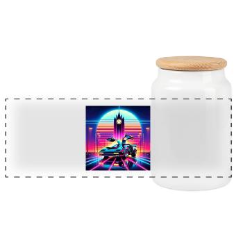 Retour vers le futur retro futuriste années 80 - Boîte à biscuits avec couvercle en bois - blanc - Devant