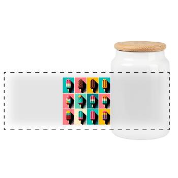 Ice on the Style Popsicle Pop Art III - Panoramic Cookie Jar with Wooden Lid - white - Front