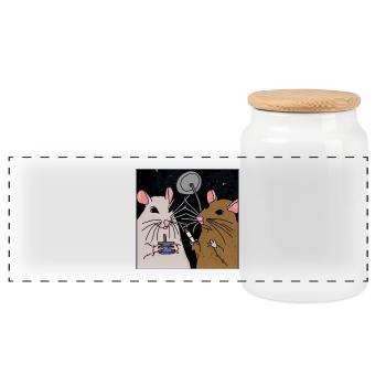Fumer des rats dans l’espace. - Boîte à biscuits avec couvercle en bois - blanc - Devant