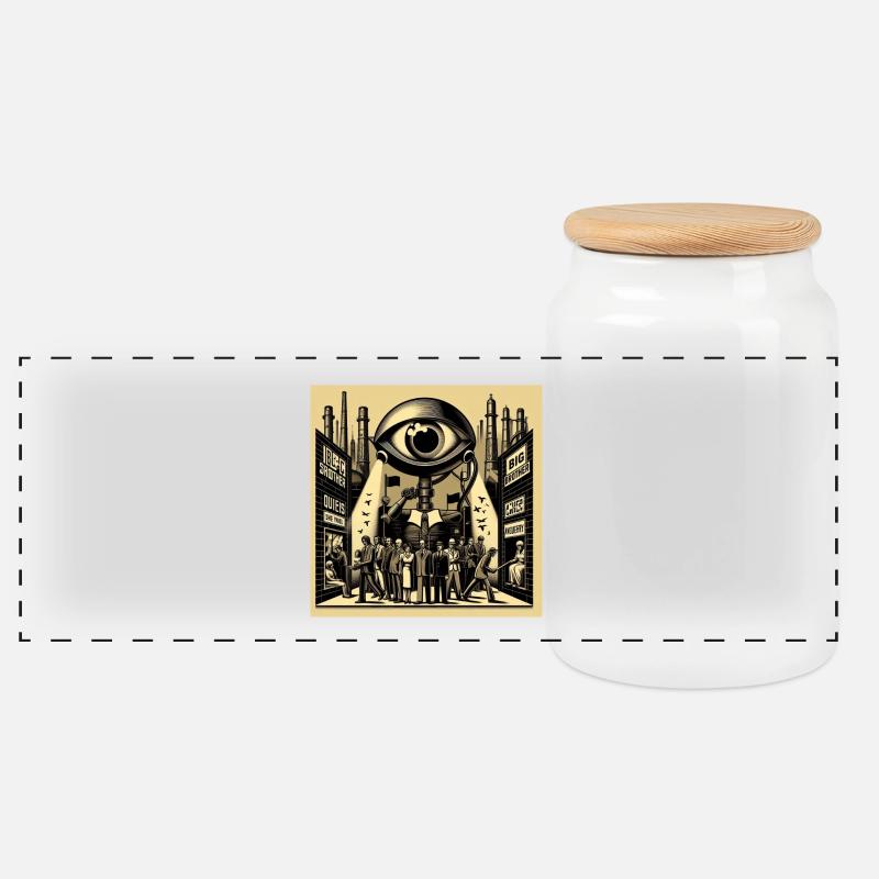 Großer Bruder - Panorama Keksdose mit Holzdeckel - Weiß