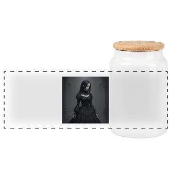 Gothic Viktorianisches Schwarzkleid - Panorama Keksdose mit Holzdeckel - Weiß - Vorne