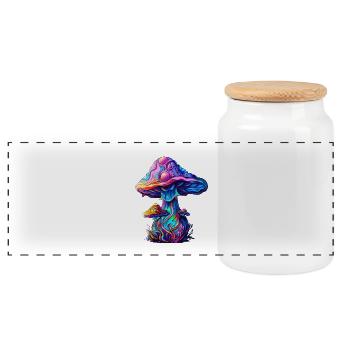 Psytrance Mushroom - Panorama Keksdose mit Holzdeckel - Weiß - Vorne