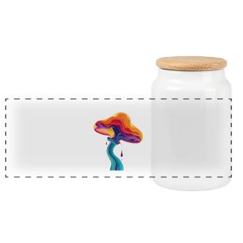 Classic Mushroom - Panorama Keksdose mit Holzdeckel - Weiß - Vorne