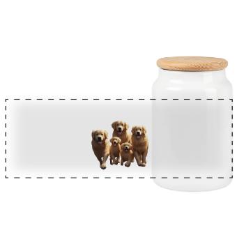 Golden Retriever Pack Parade - Panoramic Cookie Jar with Wooden Lid - white - Front