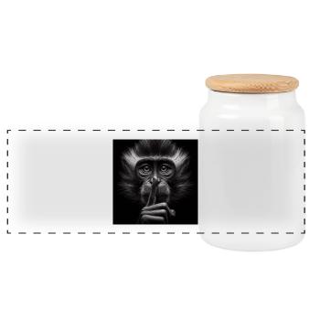 A Silent Monkey - Panoramic Cookie Jar with Wooden Lid - white - Front