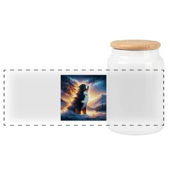 Bouvier bernois - Boîte à biscuits avec couvercle en bois - blanc - Devant