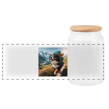 Bernese mountain dog - Panoramic Cookie Jar with Wooden Lid - white - Front