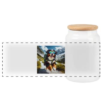 Berner Sennenhund - Panorama Keksdose mit Holzdeckel - Weiß - Vorne