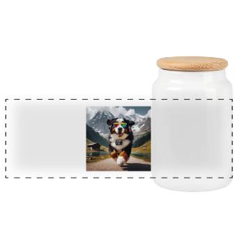 Bouvier bernois - Boîte à biscuits avec couvercle en bois - blanc - Devant