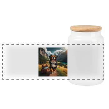 Berner Sennenhund - Panorama Keksdose mit Holzdeckel - Weiß - Vorne