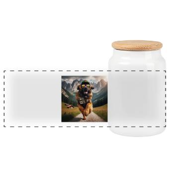 L’art de Leonberg - Boîte à biscuits avec couvercle en bois - blanc - Devant