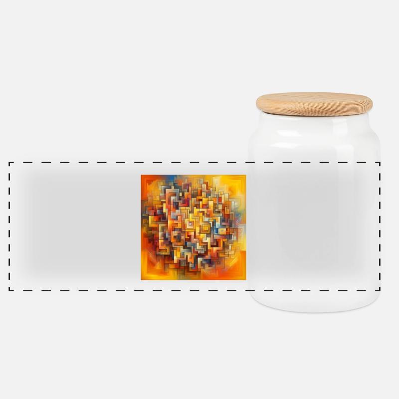 Quadrate 2 - Panorama Keksdose mit Holzdeckel - Weiß