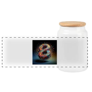 Symbol 1 - Panoramic Cookie Jar with Wooden Lid - white - Front