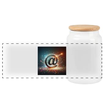 Symbol 2 - Panoramic Cookie Jar with Wooden Lid - white - Front