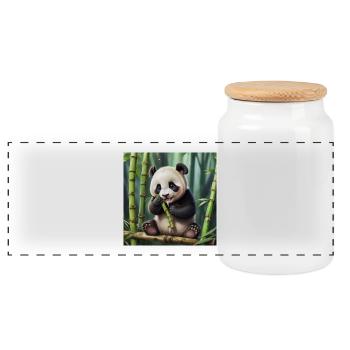 Panda - Panorama Keksdose mit Holzdeckel - Weiß - Vorne