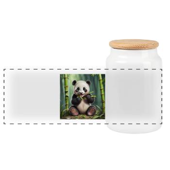 Panda - Panorama Keksdose mit Holzdeckel - Weiß - Vorne