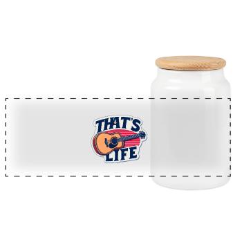 Lively guitar with slogan - Panoramic Cookie Jar with Wooden Lid - white - Front