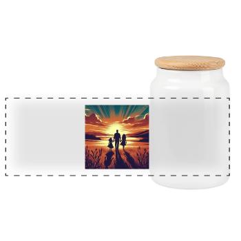 Promenade nocturne au coucher du soleil - Boîte à biscuits avec couvercle en bois - blanc - Devant