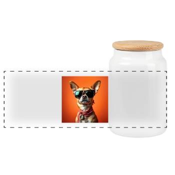 Chiwawa avec style déjanté - Boîte à biscuits avec couvercle en bois - blanc - Devant