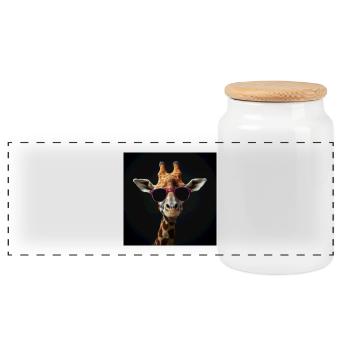 Girafe avec un look qui déchire - Boîte à biscuits avec couvercle en bois - blanc - Devant