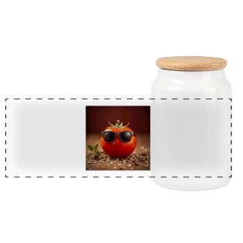 Tomate stylée - Boîte à biscuits avec couvercle en bois - blanc - Devant