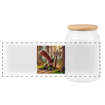 Penis Cock Cock Shneedle Woods - Panoramic Cookie Jar with Wooden Lid - white - Front