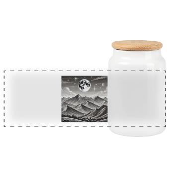 Mondgebirge Nachtlandschaft - Panorama Keksdose mit Holzdeckel - Weiß - Vorne