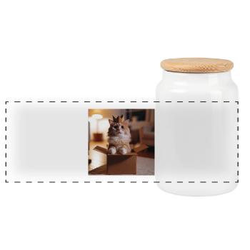 Drôle de chat - Boîte à biscuits avec couvercle en bois - blanc - Devant