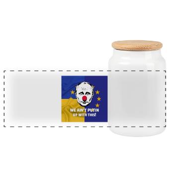 We Ain't Putin Up With This - Political Protest - Panoramic Cookie Jar with Wooden Lid - white - Front