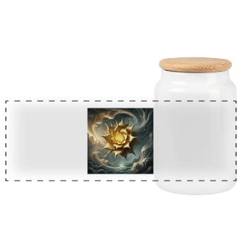 Cosmic Golden Blossom  - Panoramic Cookie Jar with Wooden Lid - white - Front