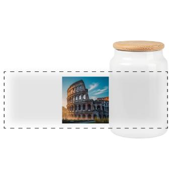 Coliseum - Panoramic Cookie Jar with Wooden Lid - white - Front
