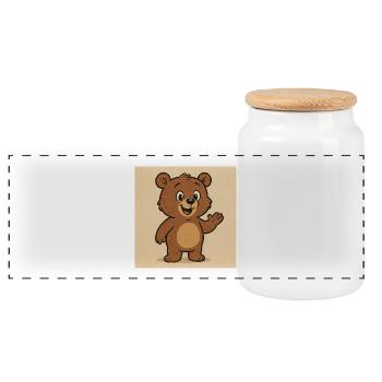 Ours mignon - Boîte à biscuits avec couvercle en bois - blanc - Devant