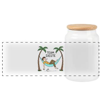 Team Sieste - Hamac & Farniente - Boîte à biscuits avec couvercle en bois - blanc - Devant