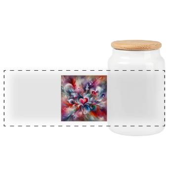 Abstract Art for Women , Children and accessories  - Panoramic Cookie Jar with Wooden Lid - white - Front