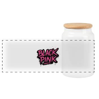 Noir rose - Boîte à biscuits avec couvercle en bois - blanc - Devant