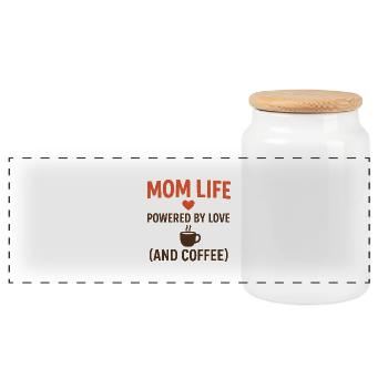 Funny Mother’s Day Gift for Coffee-Loving Moms - Panoramic Cookie Jar with Wooden Lid - white - Front