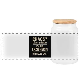 Erzieherin - Panorama Keksdose mit Holzdeckel - Weiß - Vorne