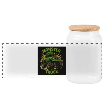 Camion monstre - Boîte à biscuits avec couvercle en bois - blanc - Devant