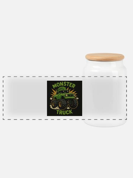Monstertruck - Panorama Keksdose mit Holzdeckel - Weiß