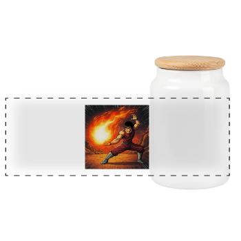 Combattant de boules de feu dans le volcan - Boîte à biscuits avec couvercle en bois - blanc - Devant