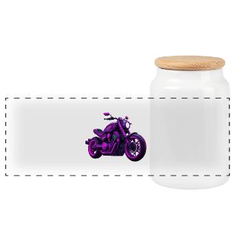 Motorbike im bunten tattoo style - Panorama Keksdose mit Holzdeckel - Weiß - Vorne