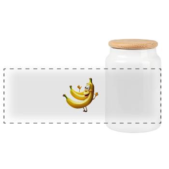 Fröhliche Cartoon Banane mit Gesicht - lustiges - Panorama Keksdose mit Holzdeckel - Weiß - Vorne