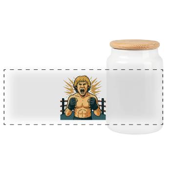 Style de héros de boxe combatif - Boîte à biscuits avec couvercle en bois - blanc - Devant