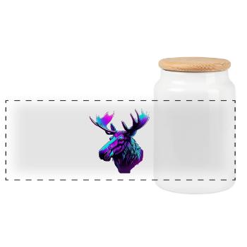 Neon Moose: Mystical Colour Rush - Panoramic Cookie Jar with Wooden Lid - white - Front