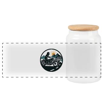 Straßen Biker Sonnenuntergang - Panorama Keksdose mit Holzdeckel - Weiß - Vorne