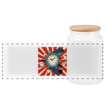 Conception du chaos de l’horloge - Boîte à biscuits avec couvercle en bois - blanc - Devant