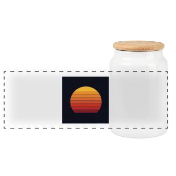 Design rétro coucher de soleil - Boîte à biscuits avec couvercle en bois - blanc - Devant