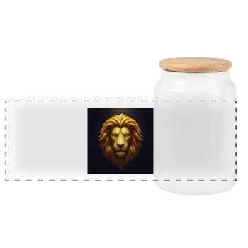 Lion d’or dans le ciel étoilé - Boîte à biscuits avec couvercle en bois - blanc - Devant